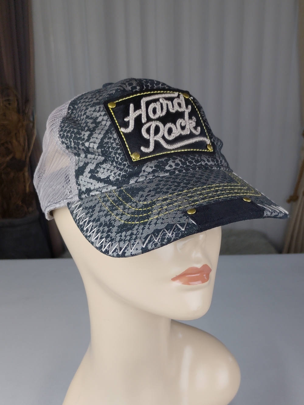 Hard Rock Cafe Black & White Patch Trucker Hat